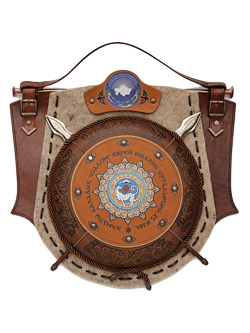 Щит на седельной сумке с гербом Алматы